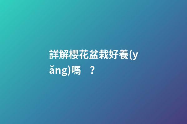 詳解櫻花盆栽好養(yǎng)嗎？
